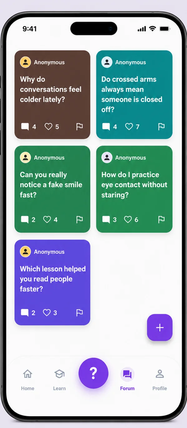 Body Language community discussion screen